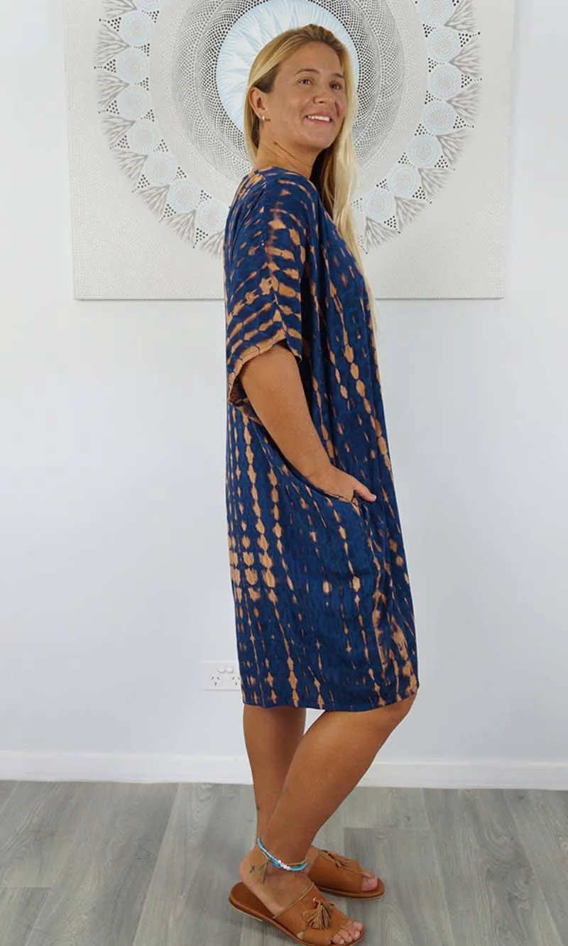 Rayon Dress Resort Crackle Tie Dye, More Colours