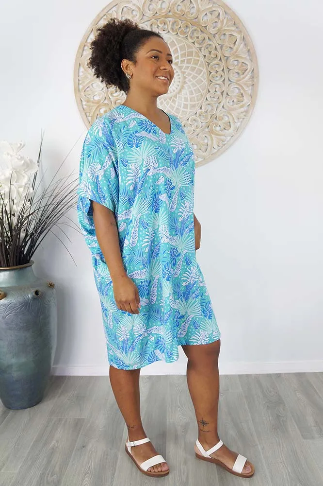 Rayon Dress Resort Tropical Leaves, More Colours