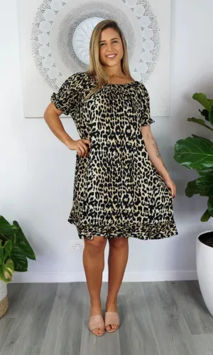 Rayon Dress Short Diva Leopard, More Colours