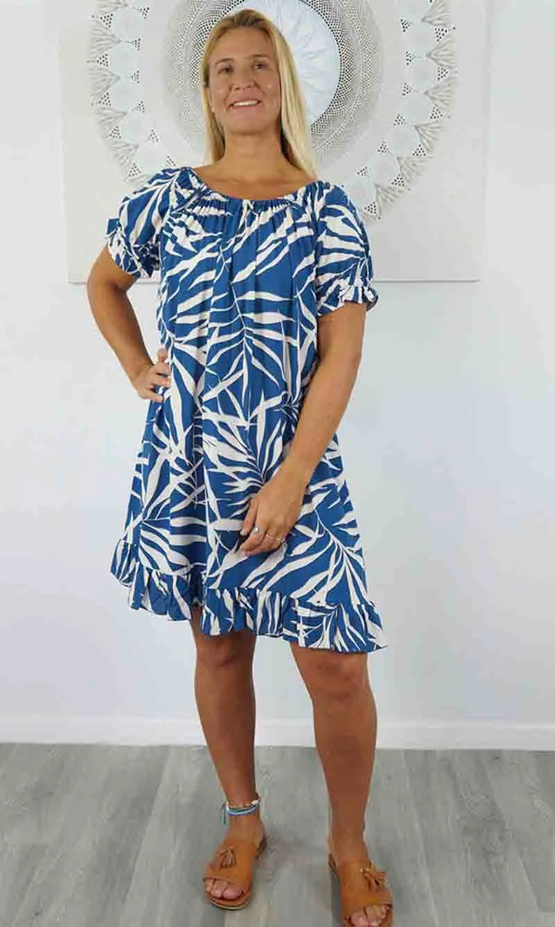 Rayon Dress Short Diva Palm Leaf, More Colours