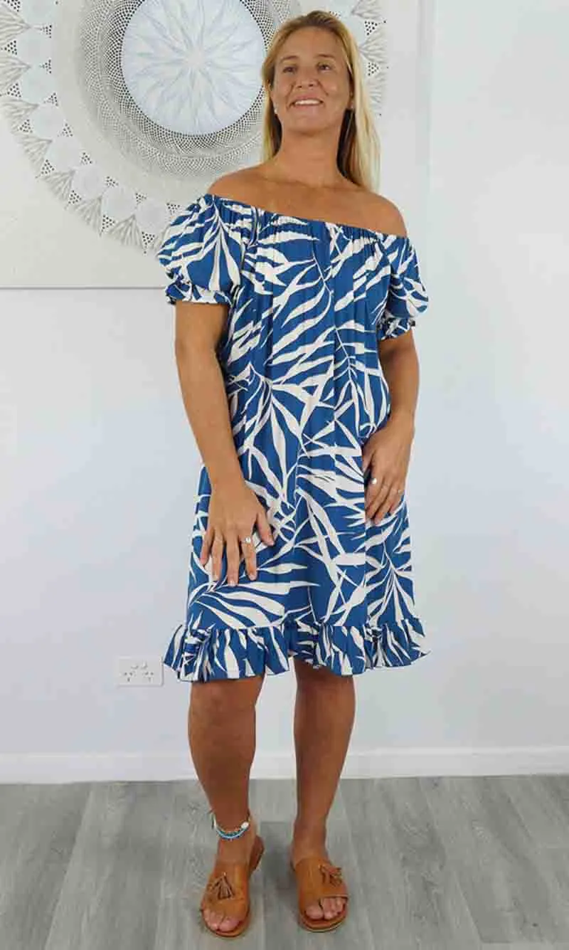 Rayon Dress Short Diva Palm Leaf, More Colours