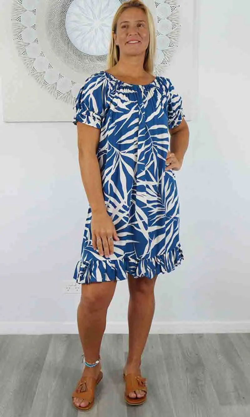 Rayon Dress Short Diva Palm Leaf, More Colours