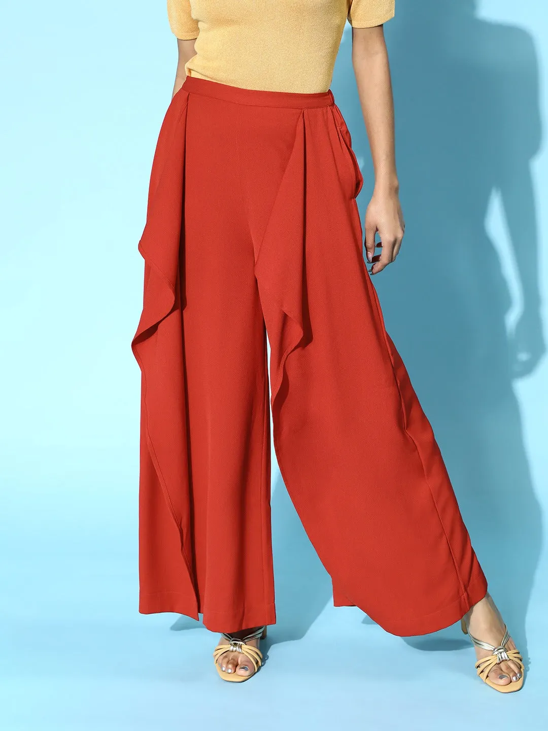 Rust Front Frill Pants