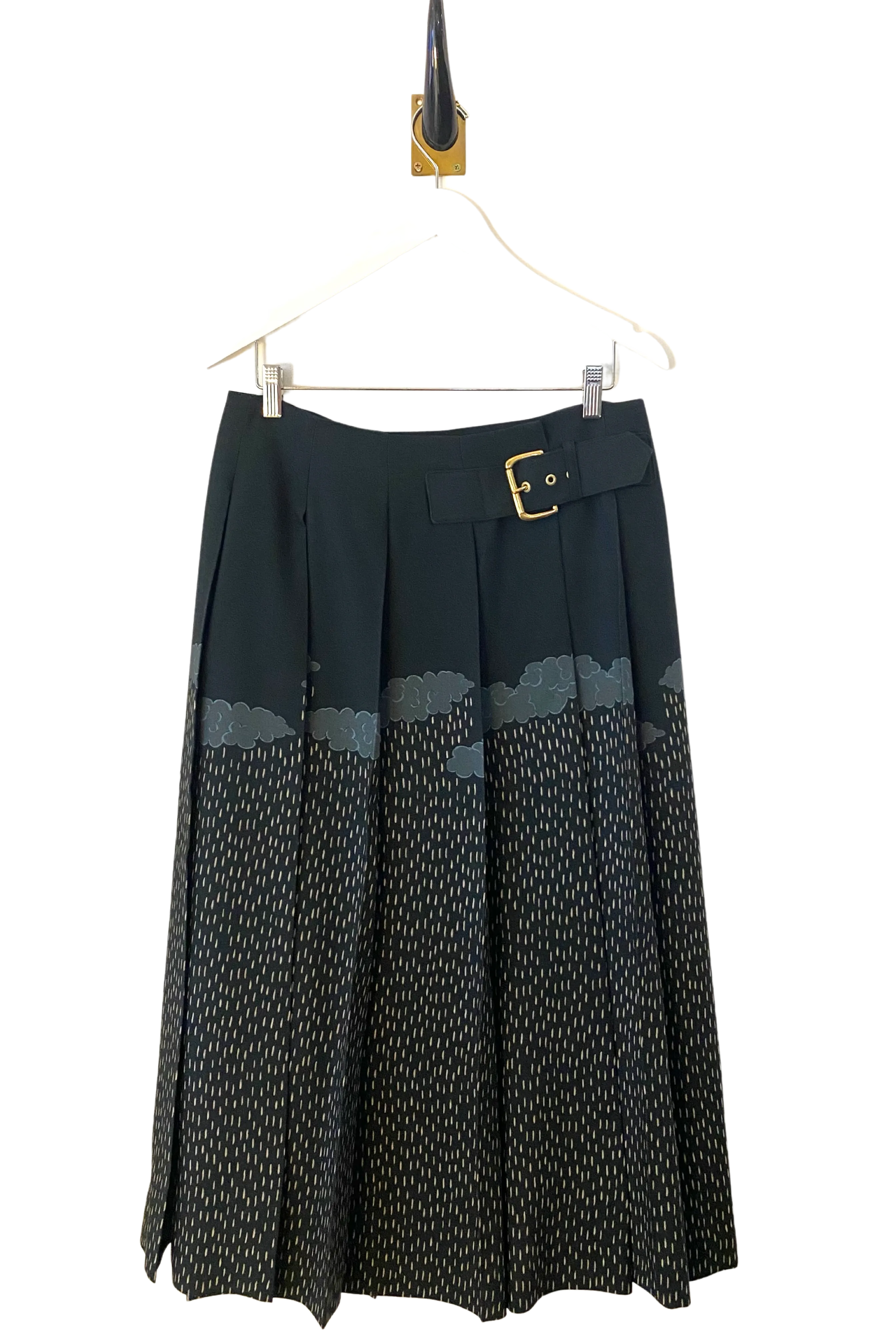 Sabina Savage "The Snow Lion" Wool Pleated Skirt