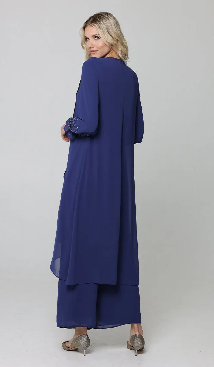 Safa Dressy Long Modest Midi Tunic - Blue