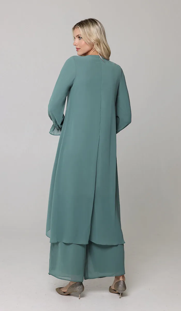 Safa Dressy Long Modest Midi Tunic - Seagreen