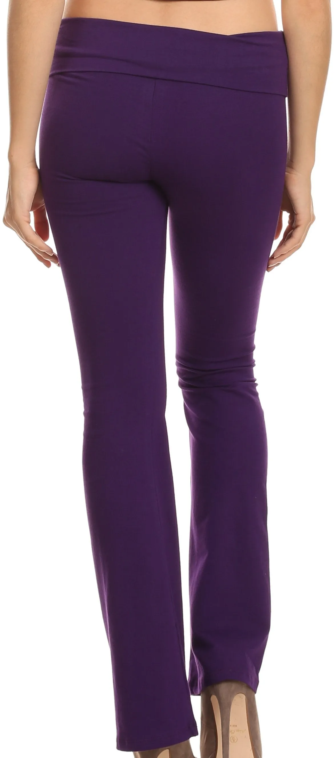 Sakkas Cotton Blend Yoga Pilates Foldover Waist Pants - Made in USA