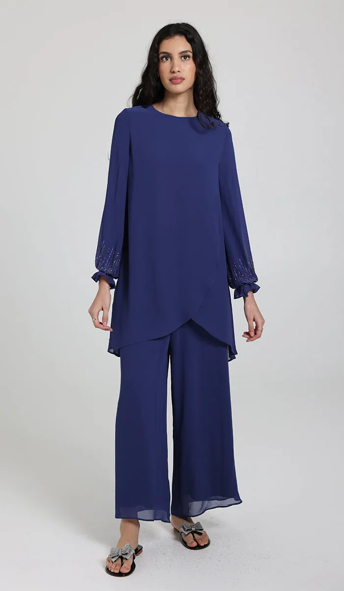 Seema Dressy Long Modest Tunic - Blue