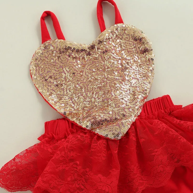 Sequined Heart Romper