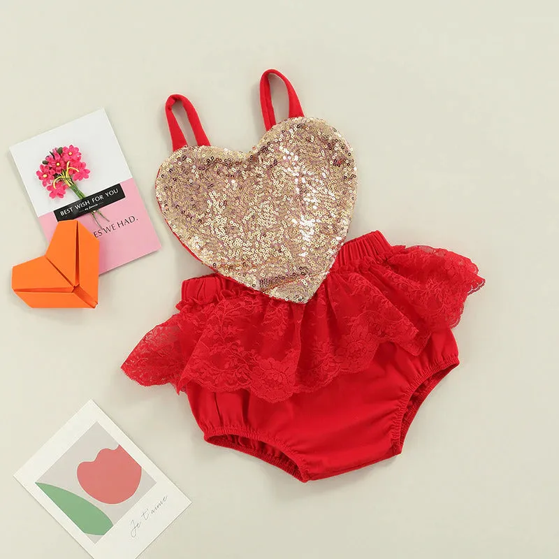 Sequined Heart Romper