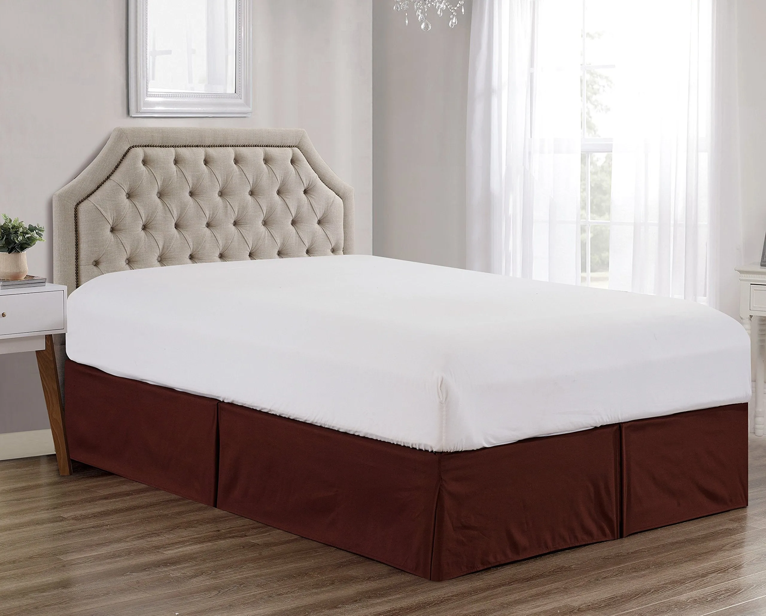 Sheets & Beyond Super Soft Solid Brushed Microfiber 14" Pleated Single Side Elastic Bed Skirt/Dust Ruffle