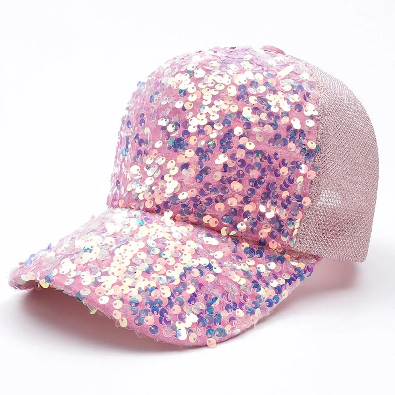 Shiny sequined Unisex Cotton Dad hat Baseball Caps Custom Graffiti Snapback Fashion Sports Hats For Men Women hip hop Cap