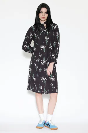 Silk Print Black Floral Tunic Dress