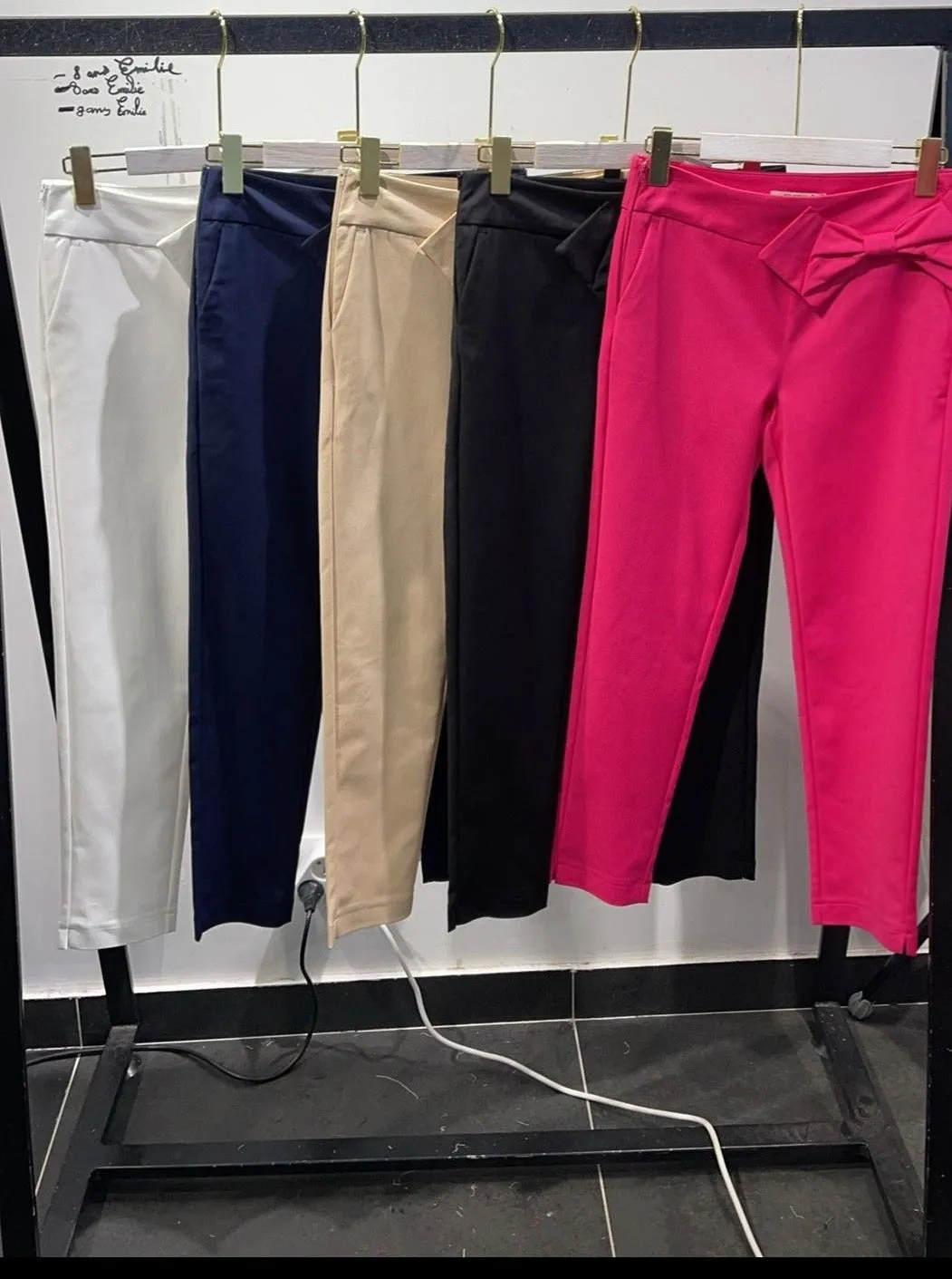 Slim Leg 28" trouser with cute Bow detail on Waistband