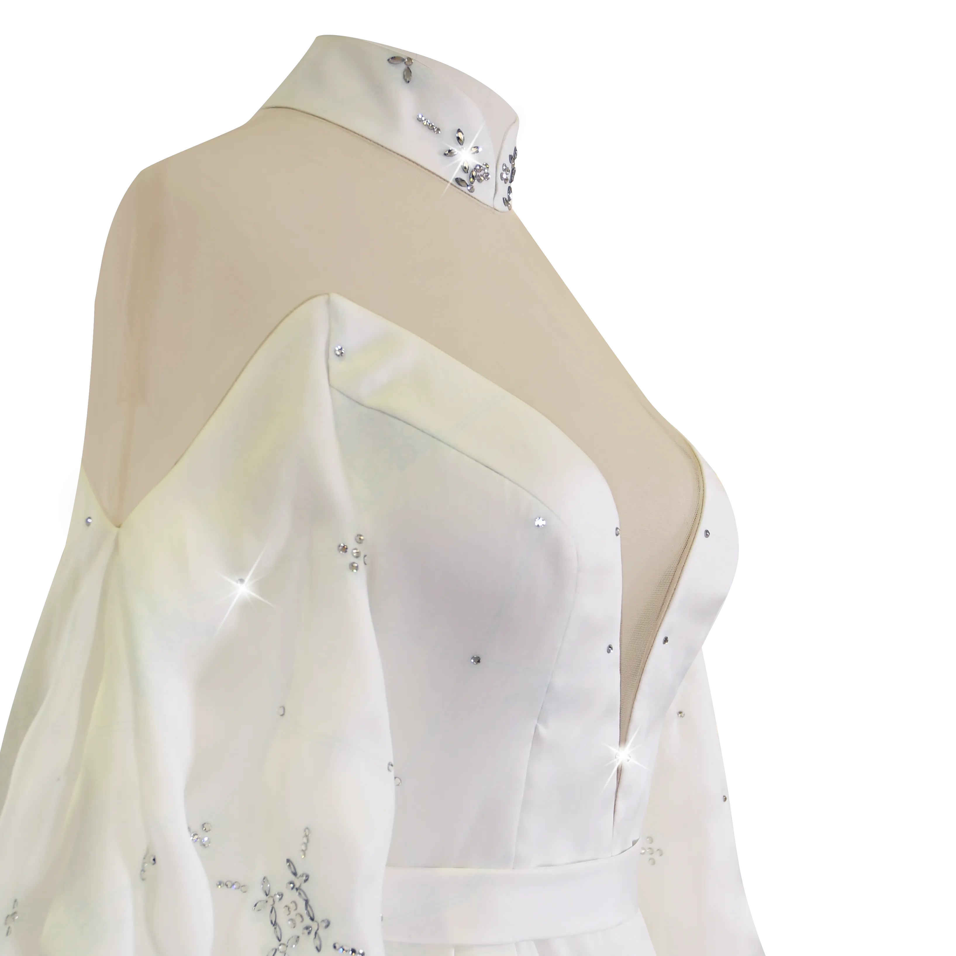 【SNOWFLAKE】Haute Couture 100% Silk Crystal Wedding Gown