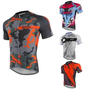 SOTF Geometric Breathable Anti-Wrinkle Cycling Jersey Short Sleeve Road Bike shirt Mountain Bike Cycling Clothing Men Women