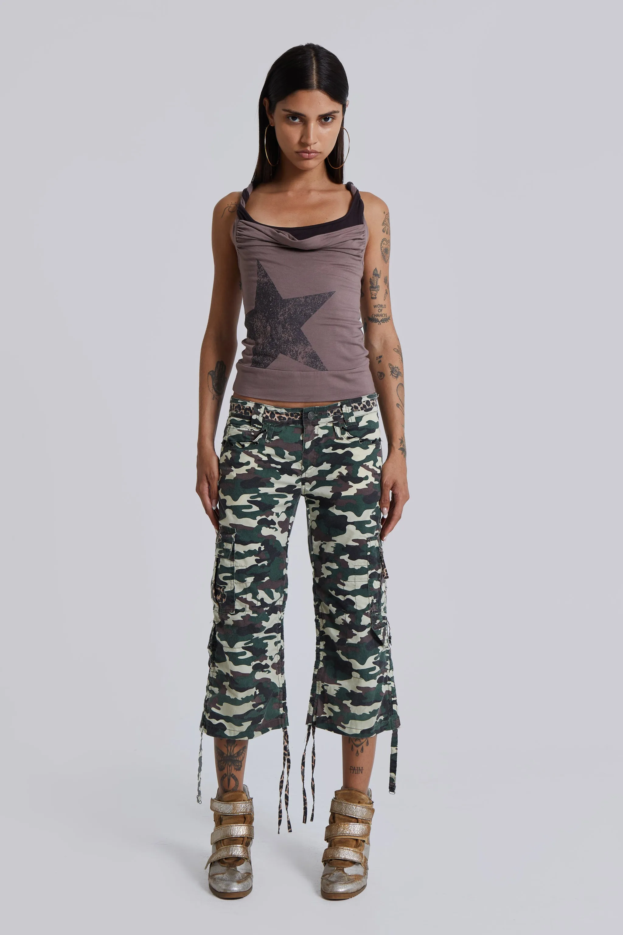 Stella Camo Leopard Cargo Capri Trousers