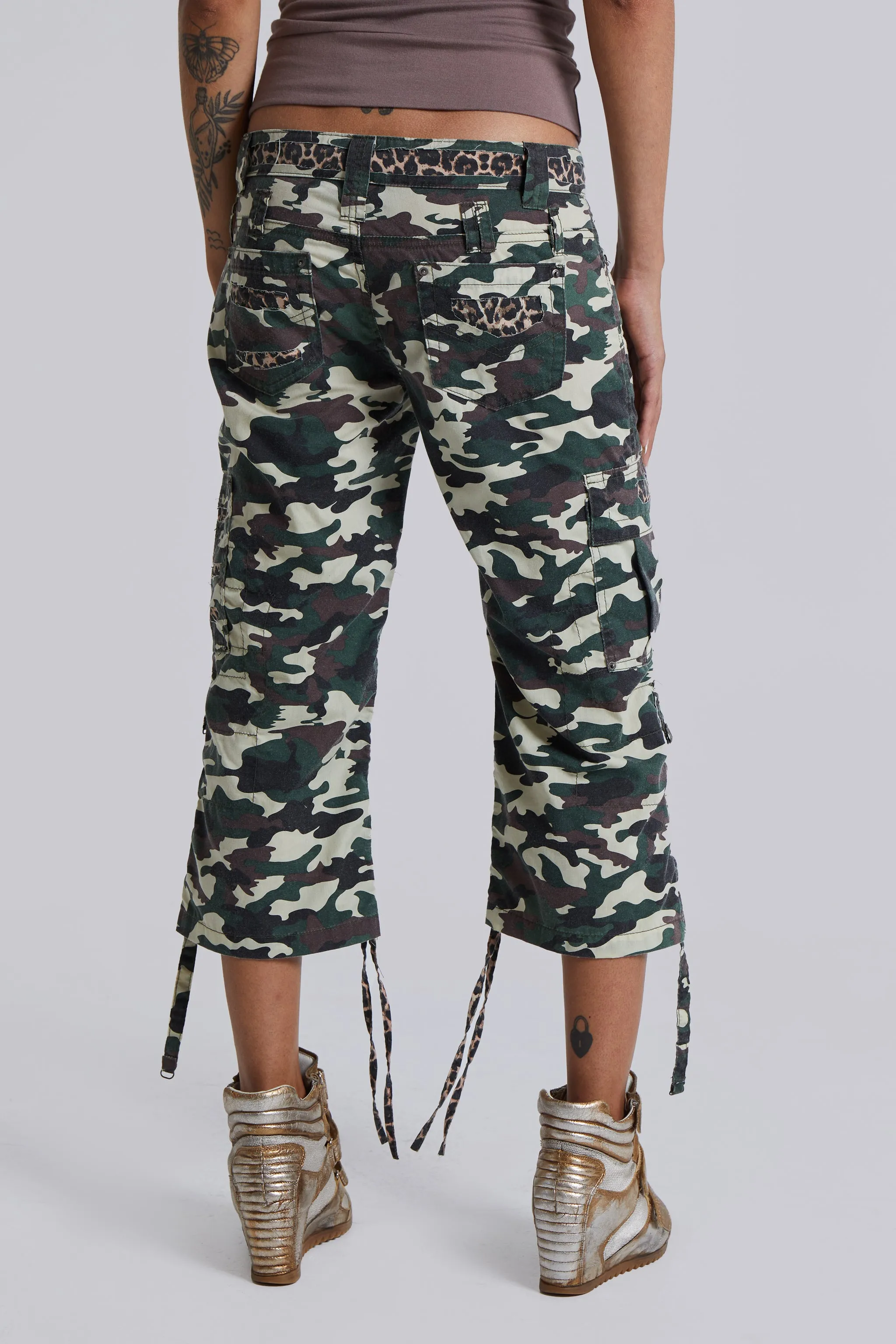 Stella Camo Leopard Cargo Capri Trousers