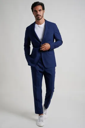 Tailored fit bistretch blended wool suit half canvas construction Anti-crease finishing