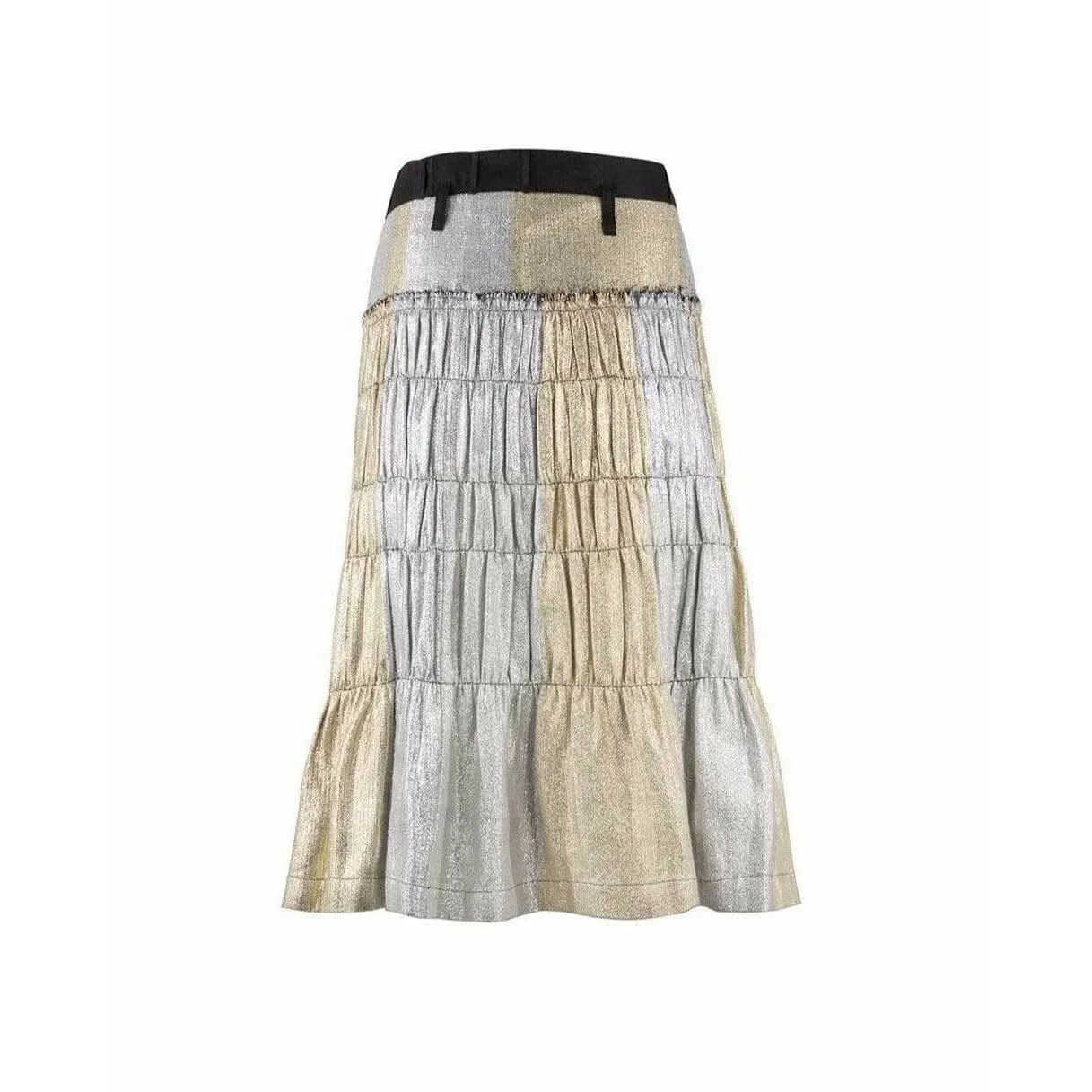 Tao Comme des Garçons Gold and Silver Pleated Wrap Skirt