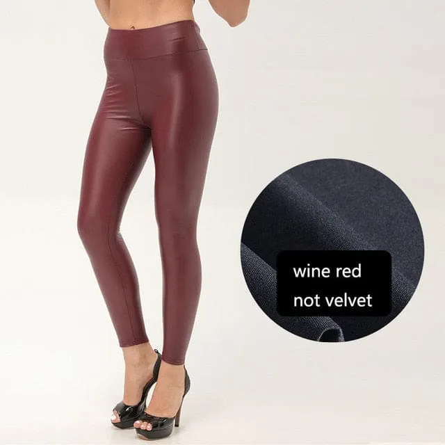 Thickened Warm Velvet Winter PU Leather Women Leggings