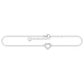 Thomas Sabo Sterling Silver Cut Out Heart Anklet AK0007-051-14-L27v