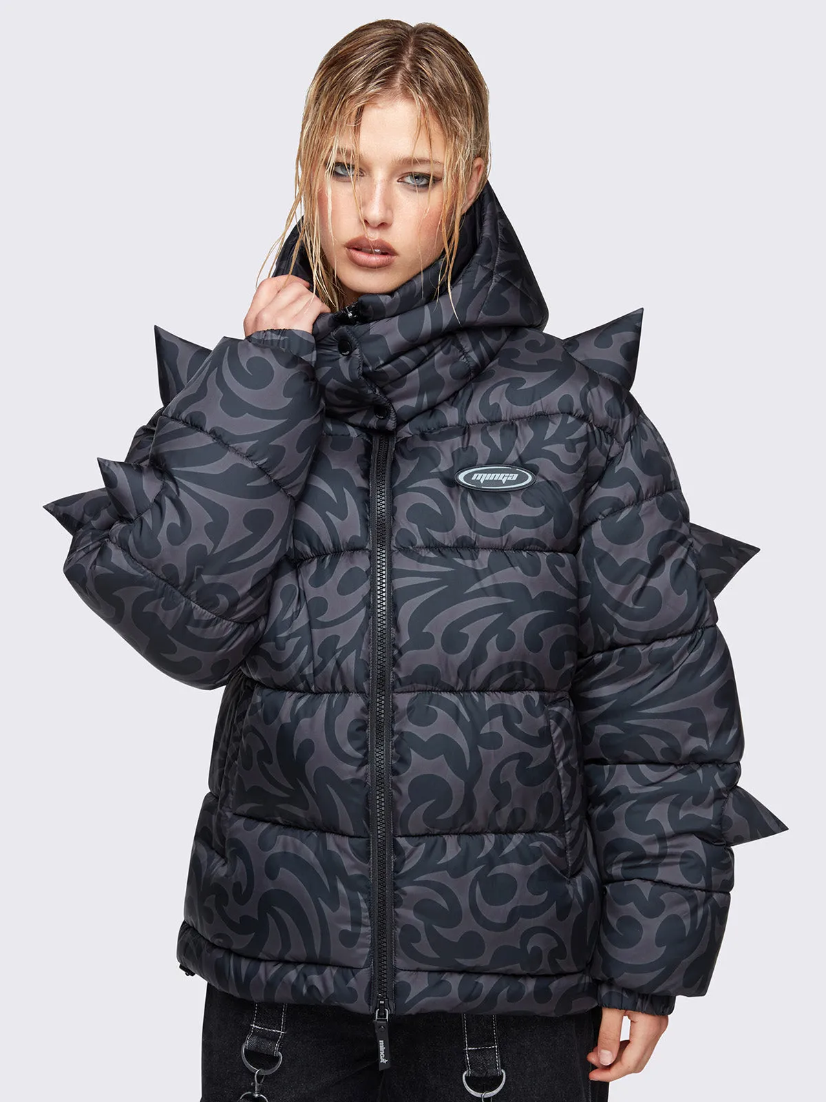 Trippin Spike Hooded Puffer Jacket