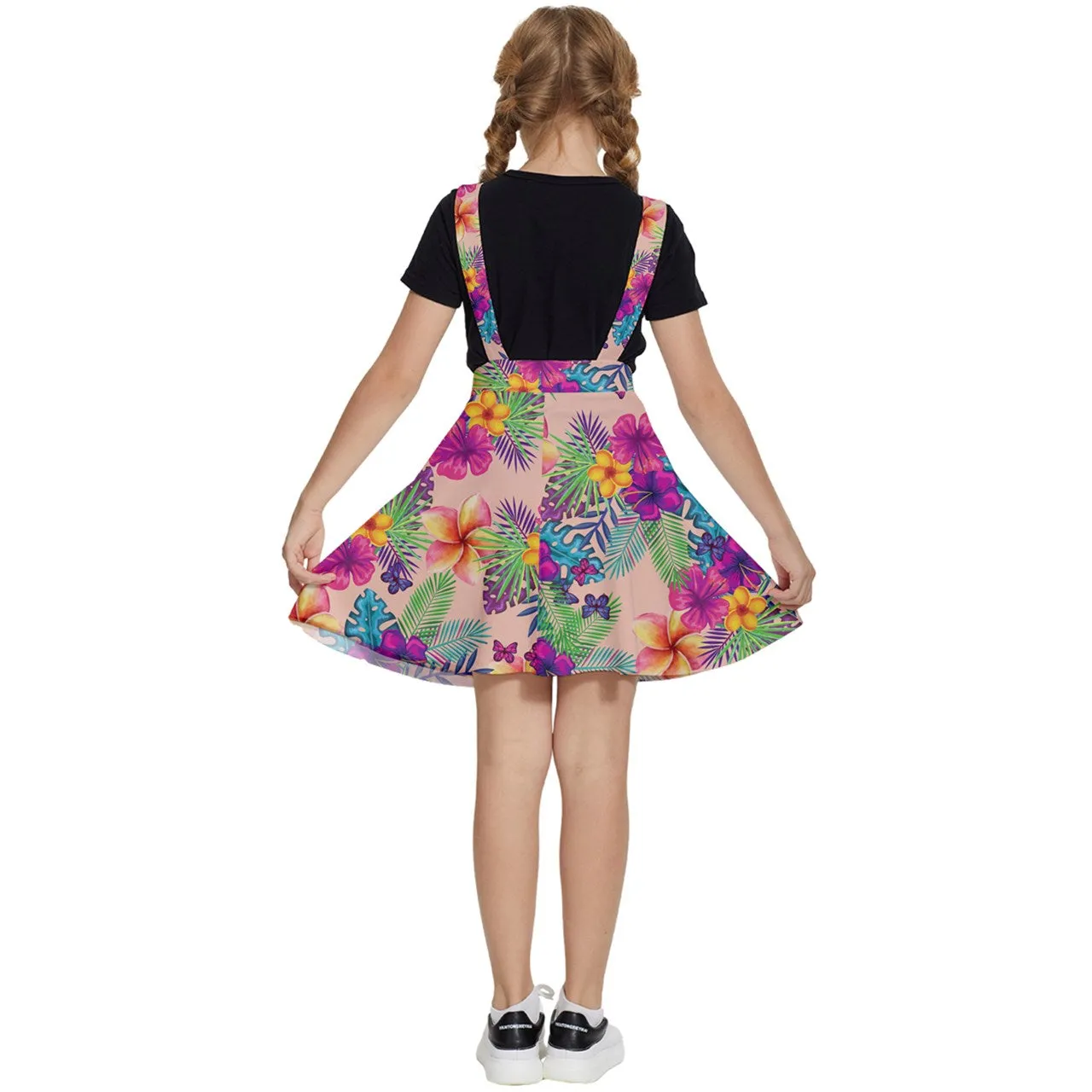 Tropical Peach Floral Mommy & Me Girls' Apron Dress