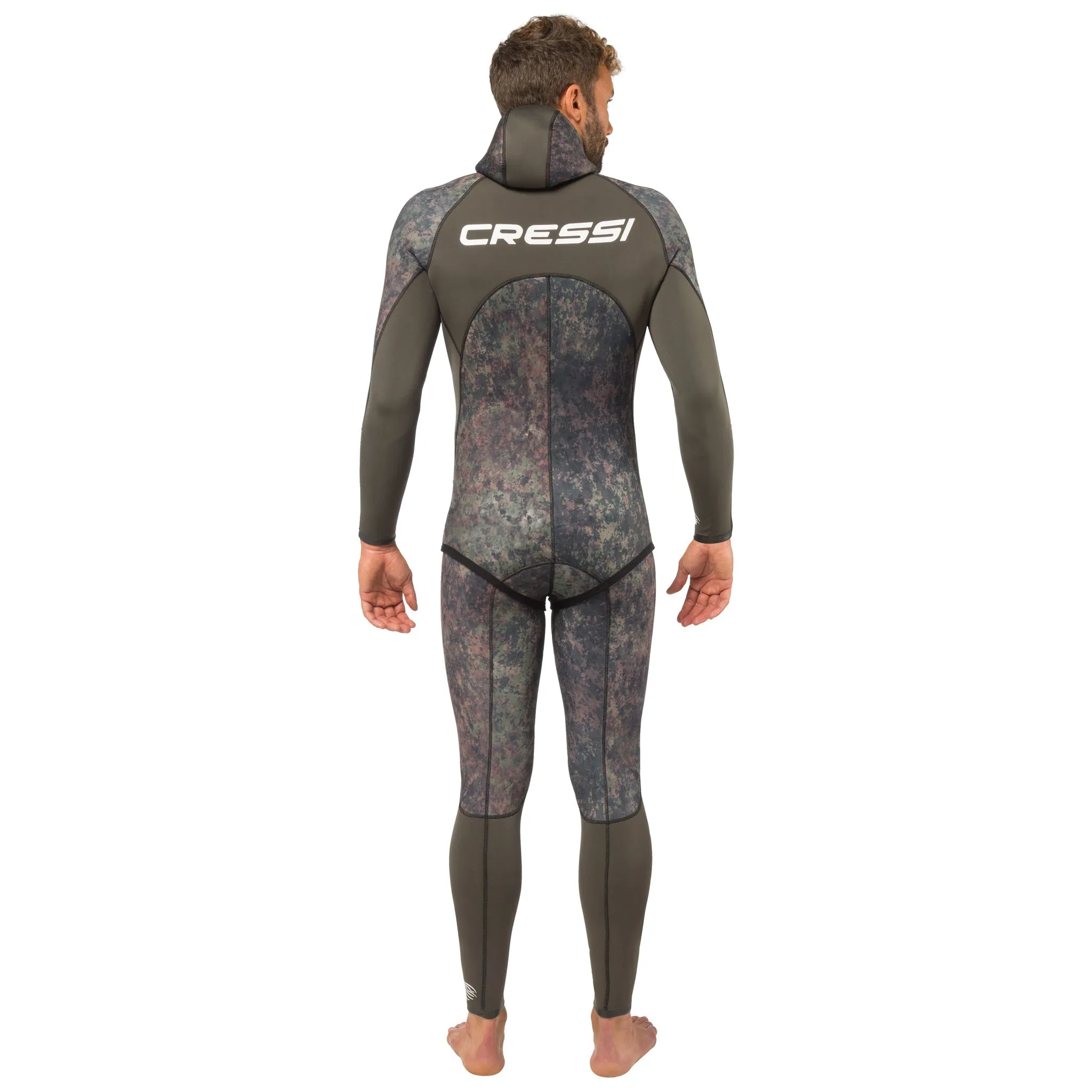 Used Cressi 5mm Mens Seppia 2-piece Freediving Wetsuit - Camo Grey - Large/4