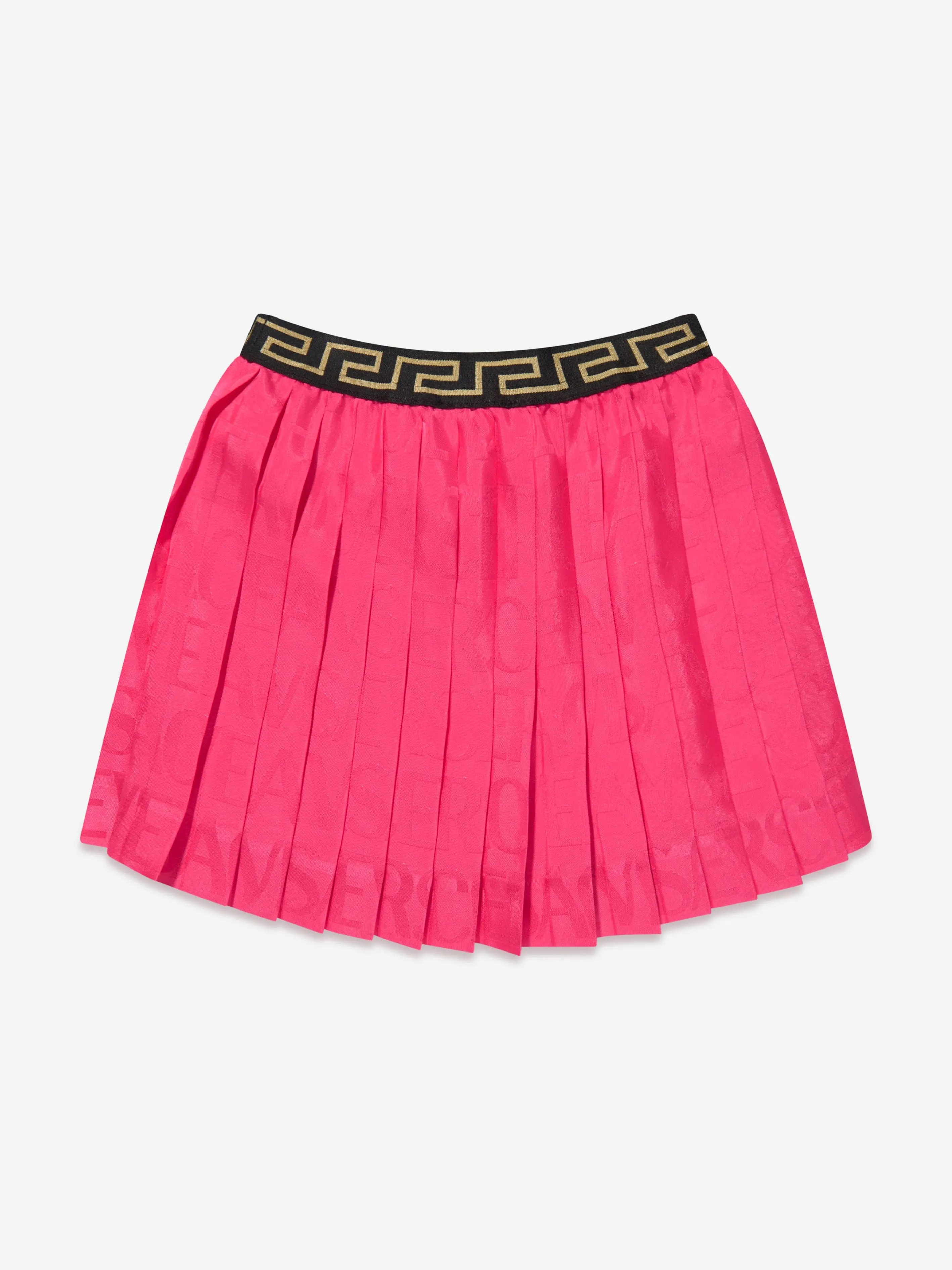 Versace Baby Girls Jacquard Logo Pleated Skirt in Pink