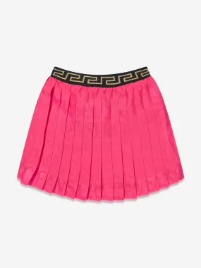 Versace Baby Girls Jacquard Logo Pleated Skirt in Pink