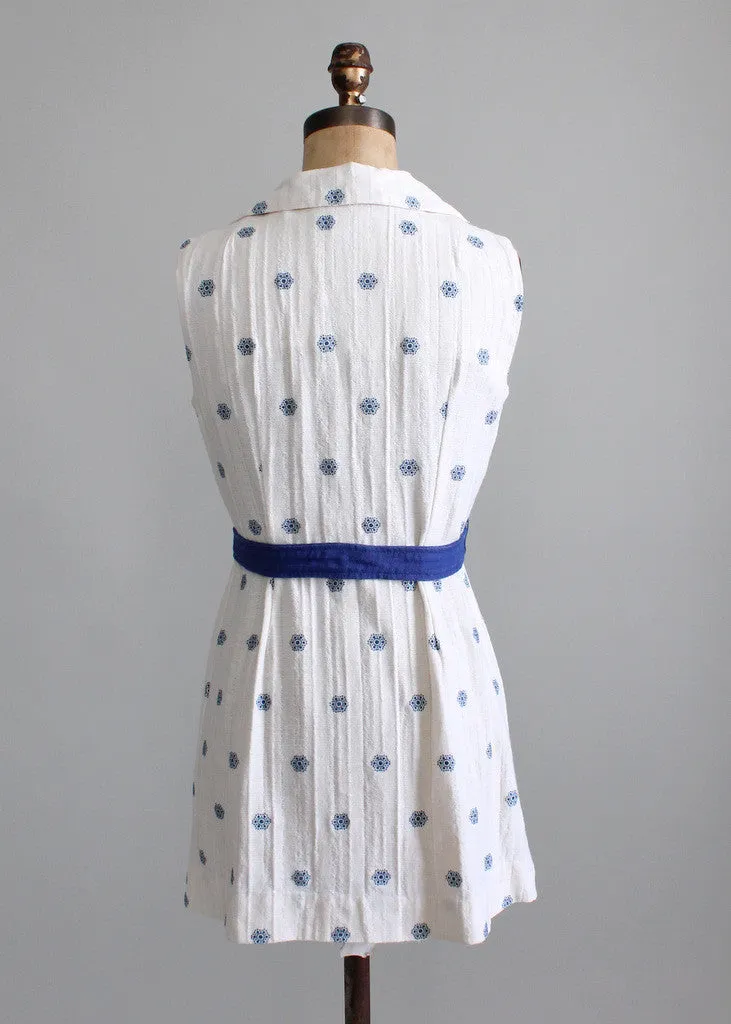 Vintage 1960s Blue and White Belted Tunic