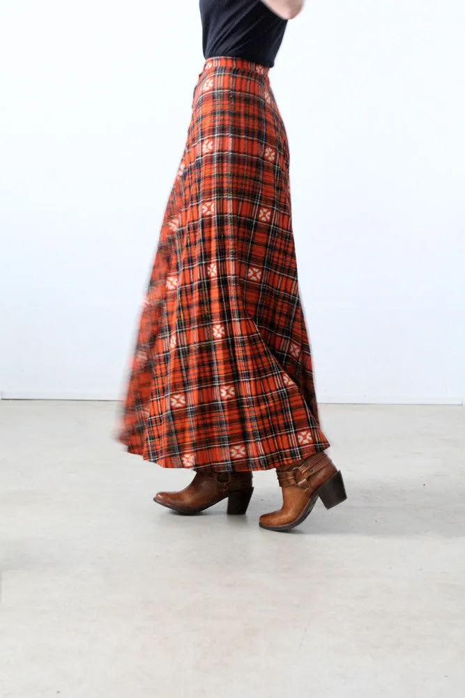 vintage 70s plaid maxi skirt