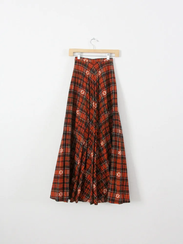 vintage 70s plaid maxi skirt