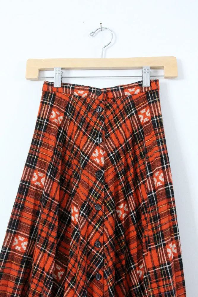 vintage 70s plaid maxi skirt