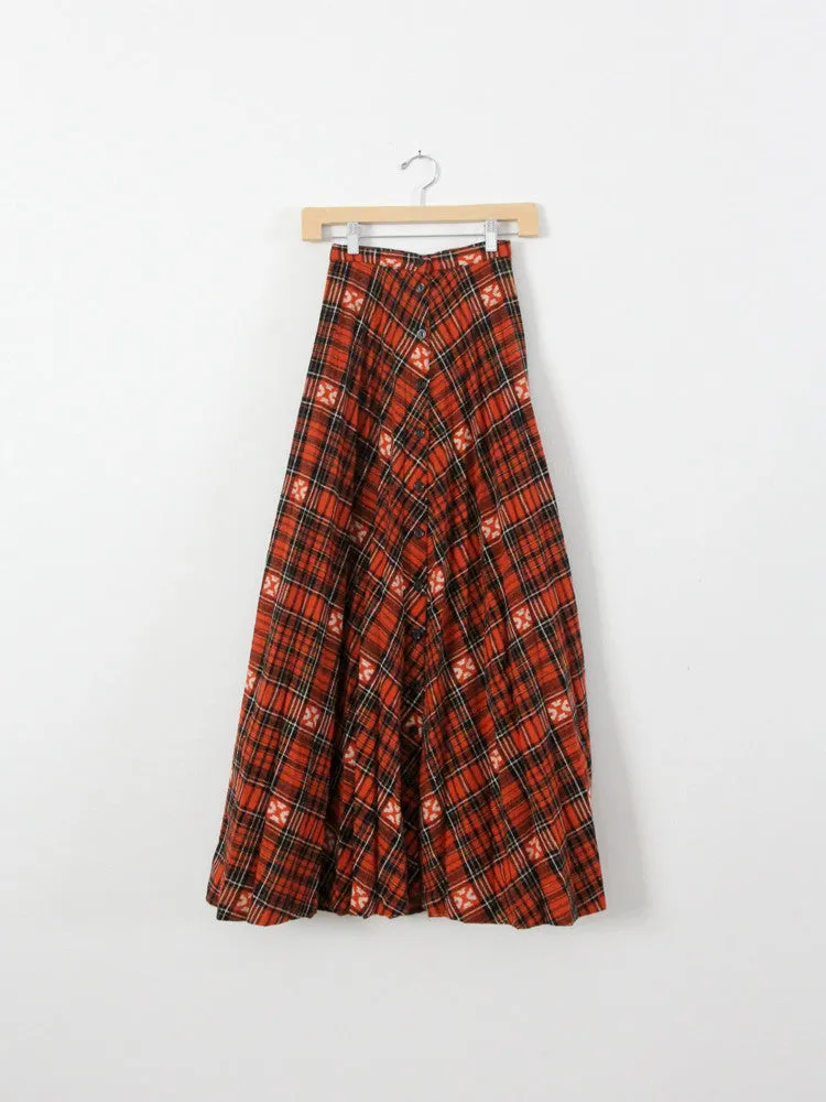 vintage 70s plaid maxi skirt