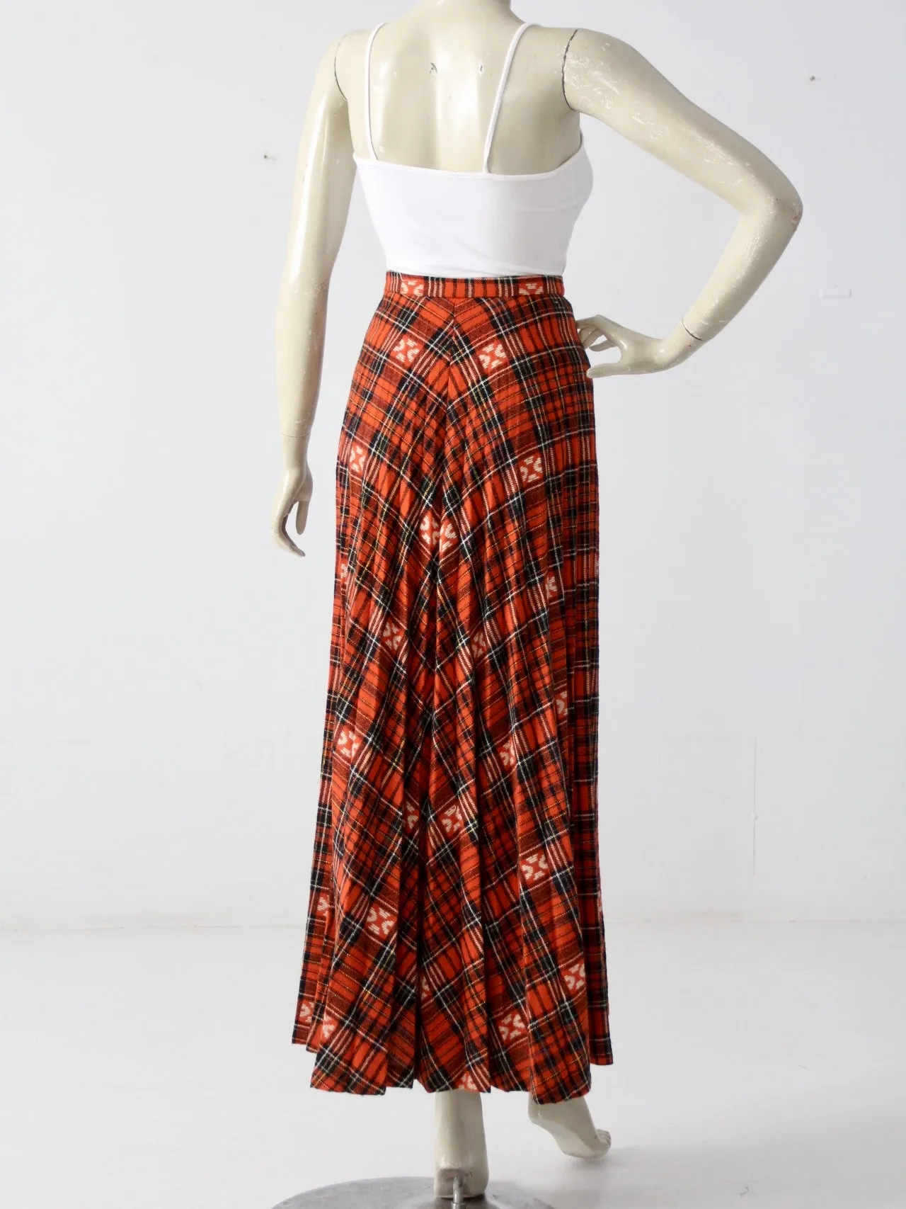 vintage 70s plaid maxi skirt