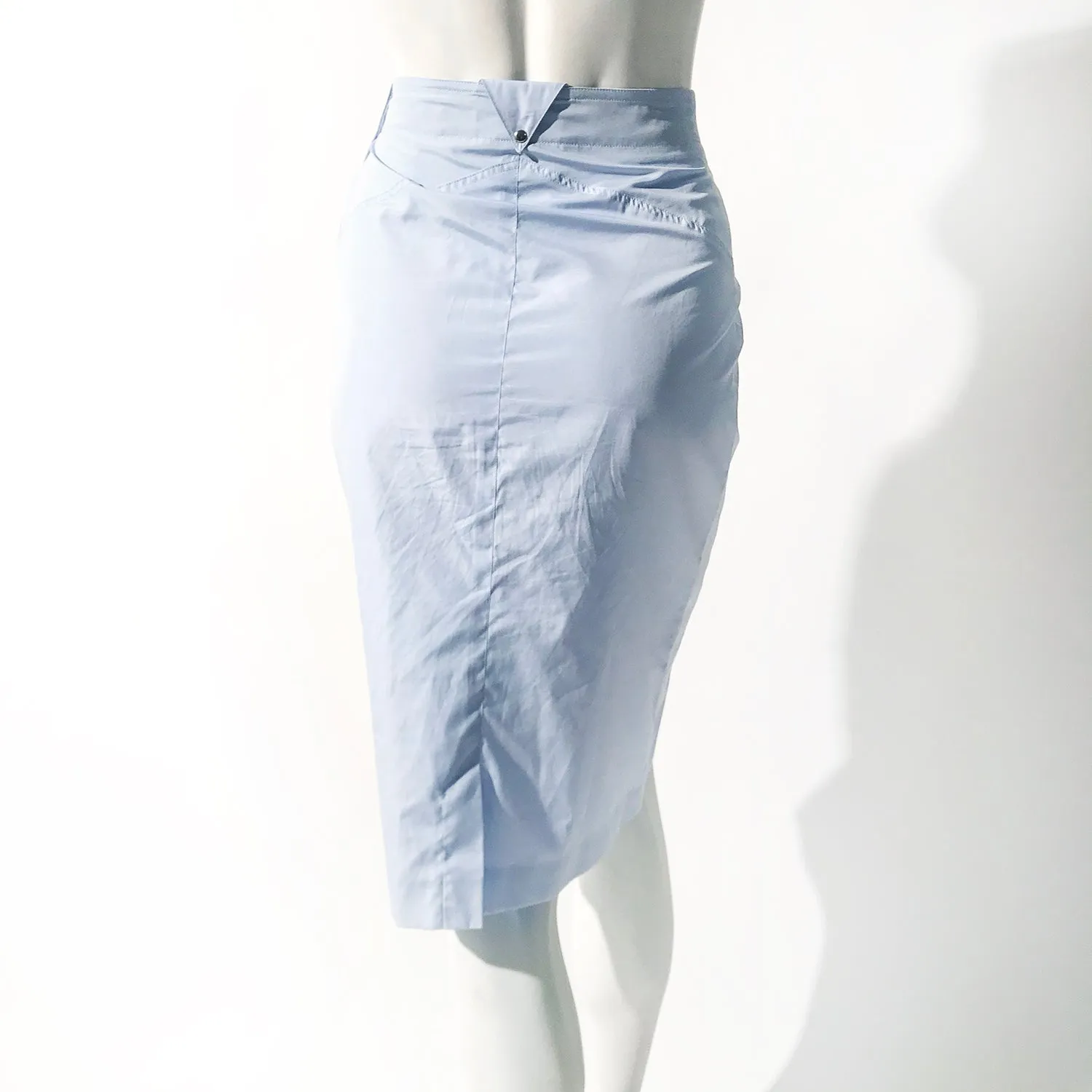 Vintage Blue Cotton Pencil Skirt