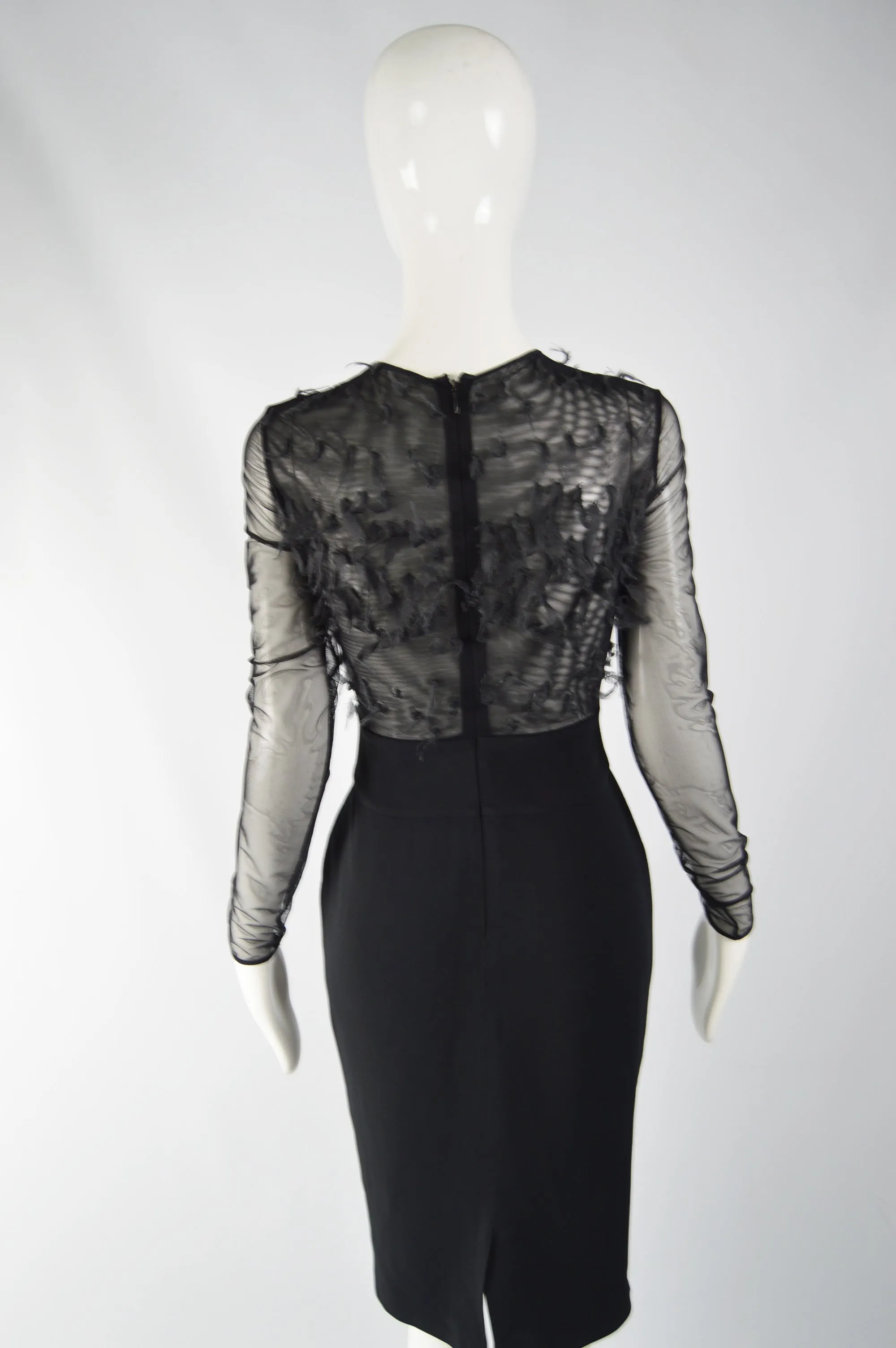 Vintage Womens Sheer Black Organza Dress, 1990s