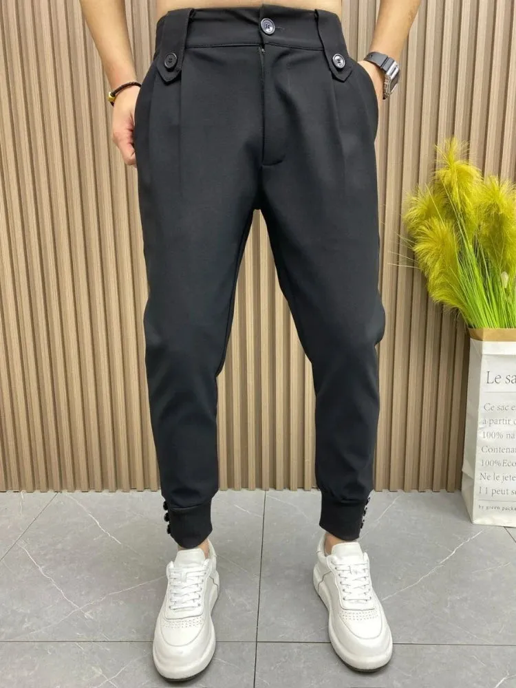 Wiaofellas  -  Harlan Black Pleated Man Suits Pants Anti-wrinkle Spandex Fashion Korean Reviews Many Trousers for Men Clothes Offer Designer Up