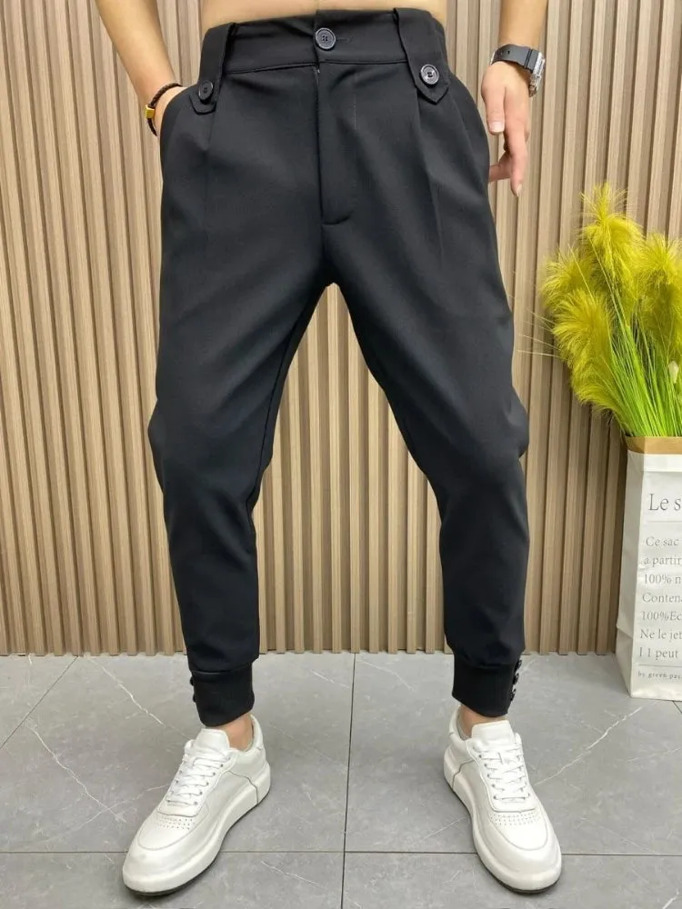 Wiaofellas  -  Harlan Black Pleated Man Suits Pants Anti-wrinkle Spandex Fashion Korean Reviews Many Trousers for Men Clothes Offer Designer Up