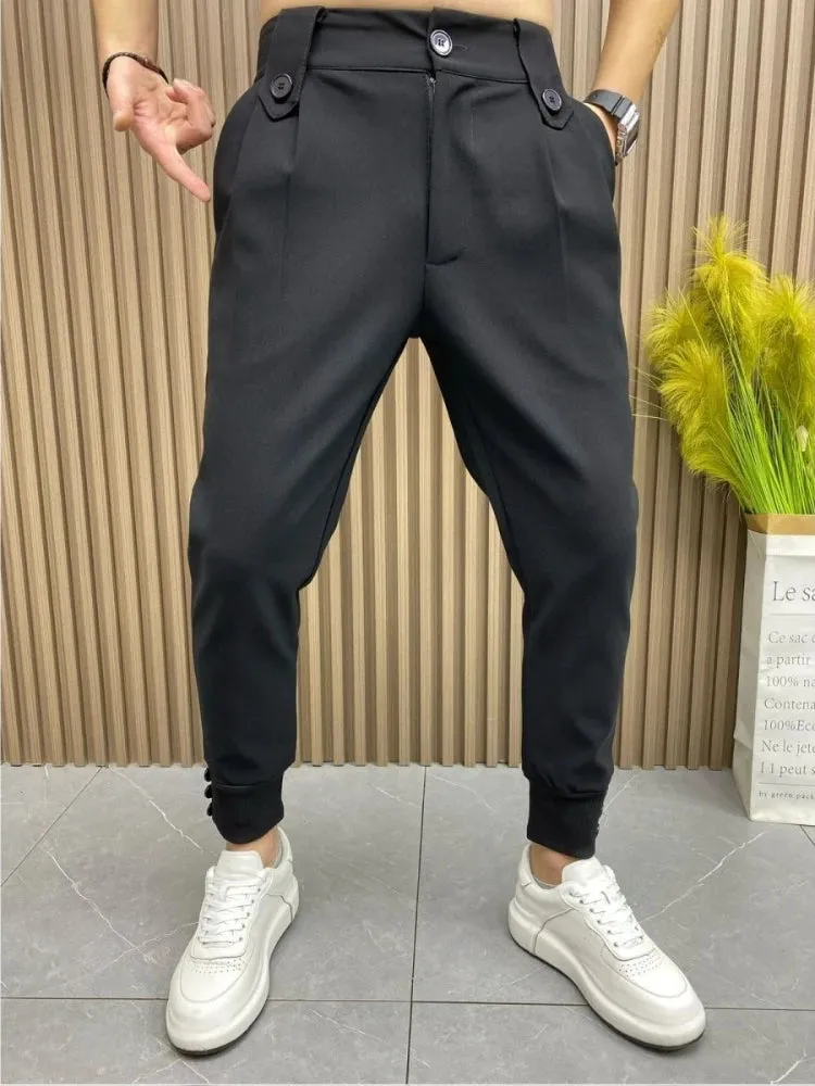 Wiaofellas  -  Harlan Black Pleated Man Suits Pants Anti-wrinkle Spandex Fashion Korean Reviews Many Trousers for Men Clothes Offer Designer Up