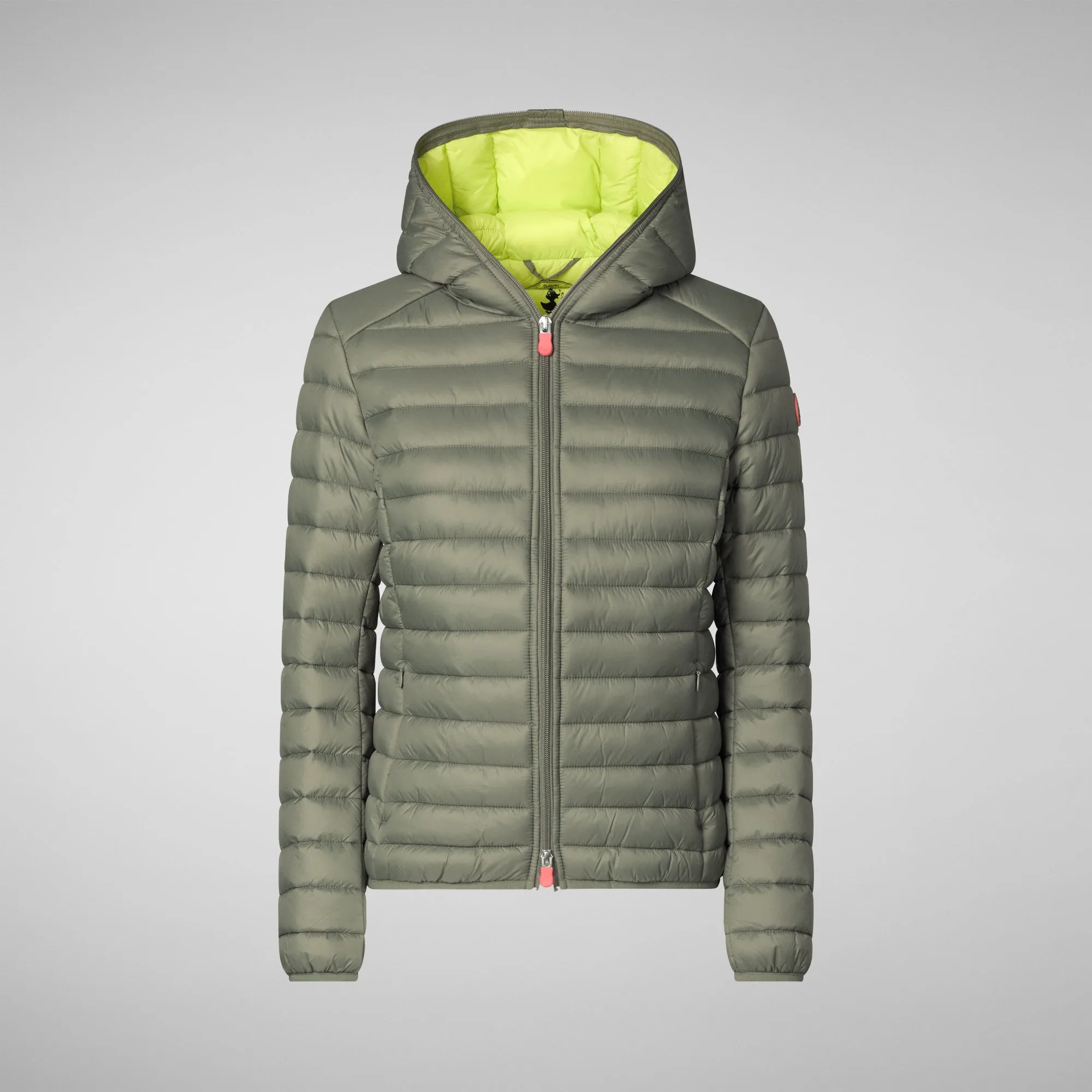 Women's Hooded Puffer Jacket Daisy in Swamp Green