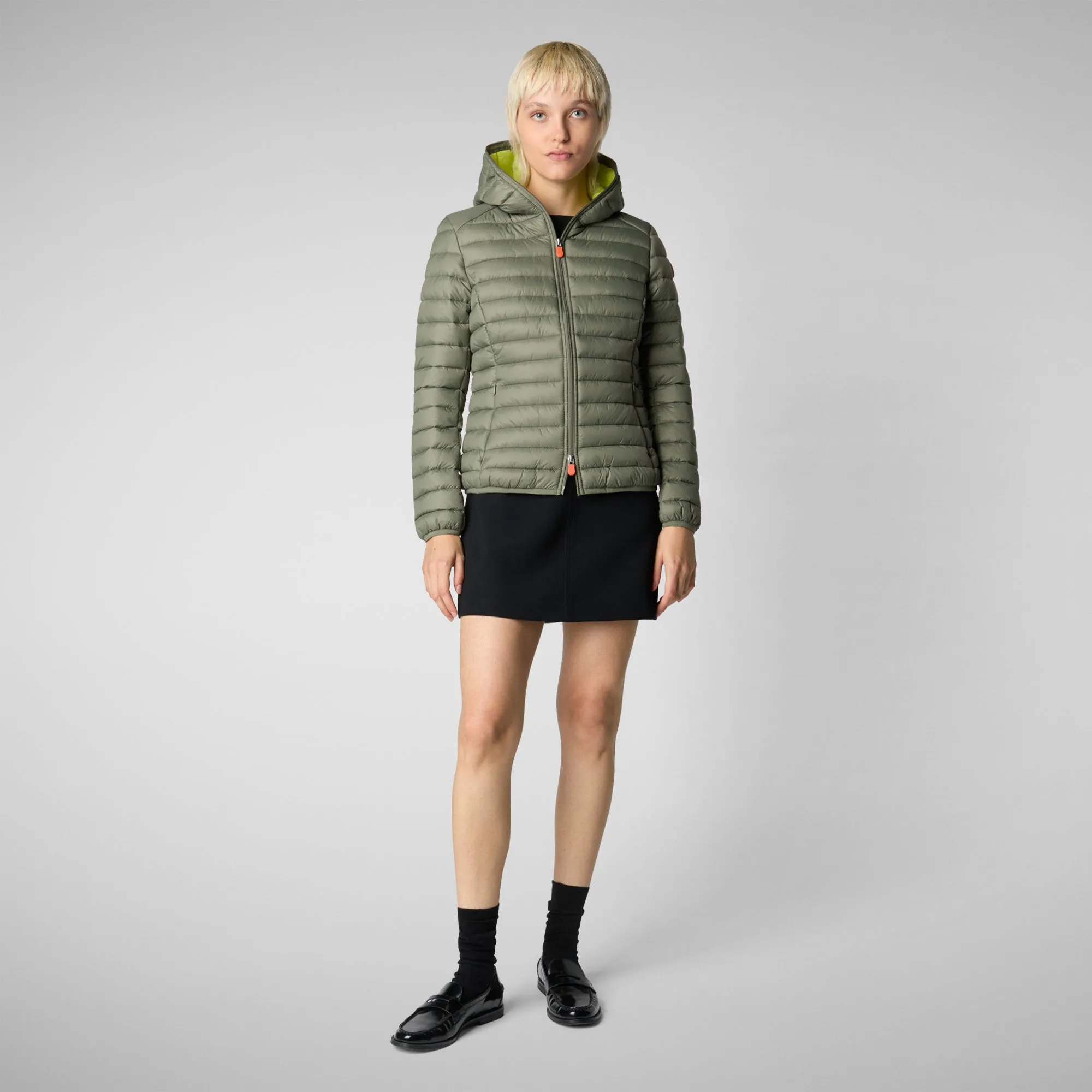 Women's Hooded Puffer Jacket Daisy in Swamp Green