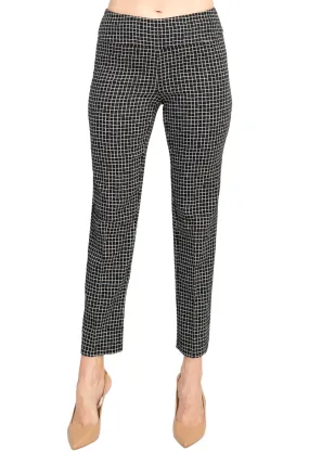 Zac & Rachel Black White Irregular Mini Square Print Fitted Pants