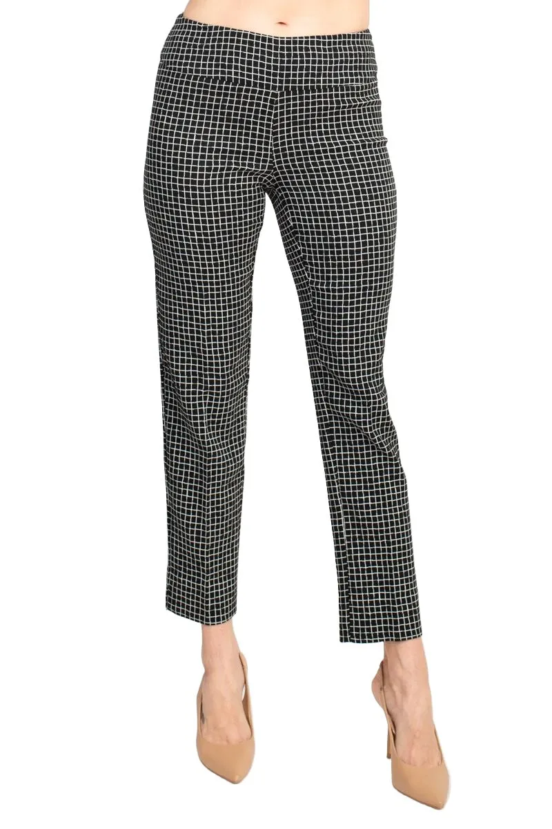 Zac & Rachel Black White Irregular Mini Square Print Fitted Pants