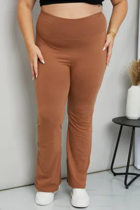 Zenana Keep It Up Full Size Flare Pants in Deep Camel